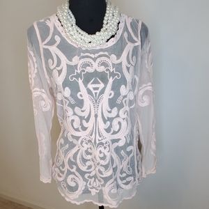 Beautiful lace embroidered sheer blouse